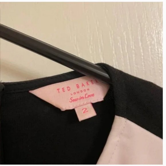 Ted Baker Amiro Embellished Pink Black Floral Print Sheath Dress size 2 nwot - Picture 16 of 16